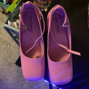 Pink chunky heels